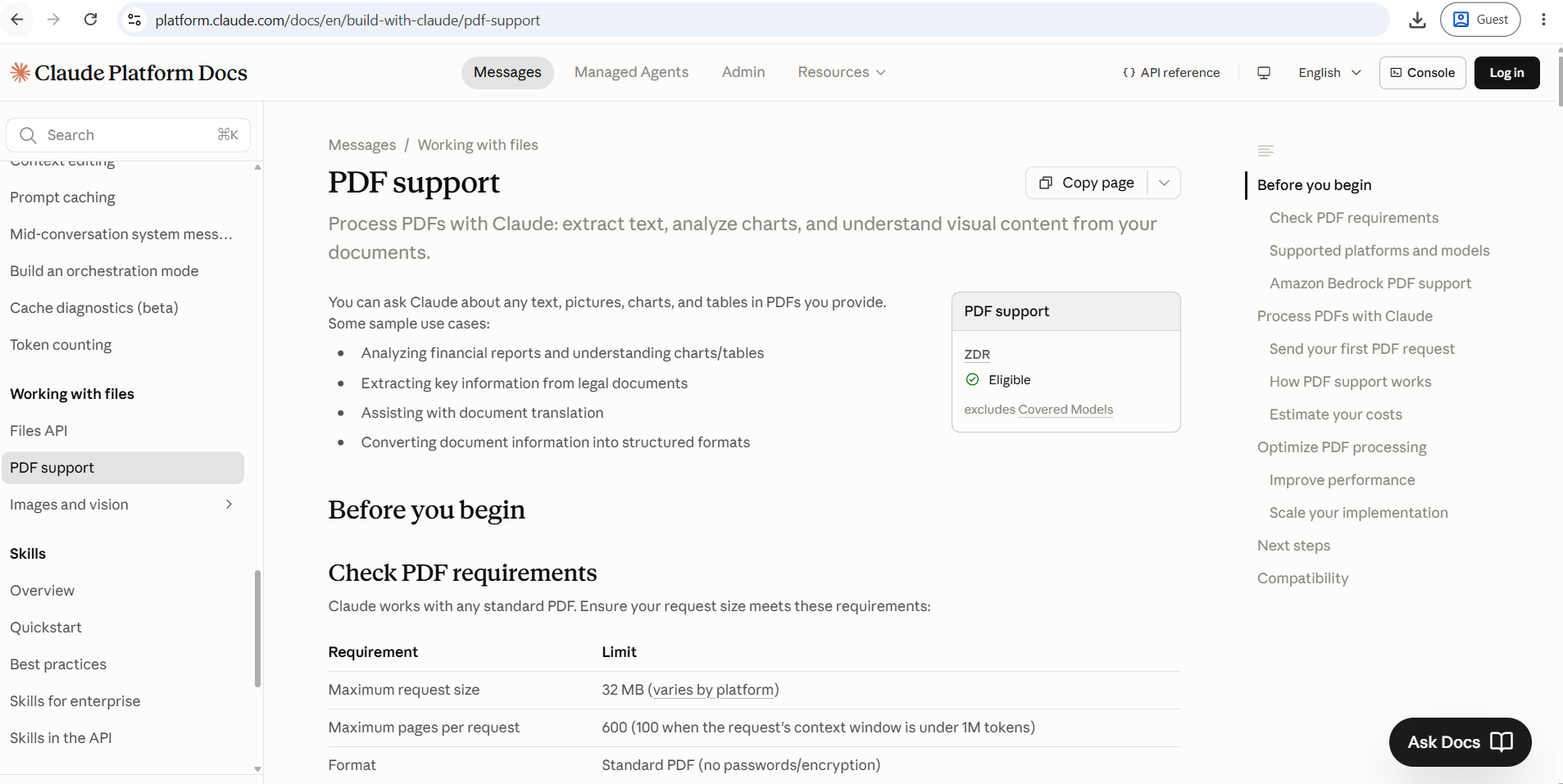 Claude AI PDF Summarization Interface Screenshot